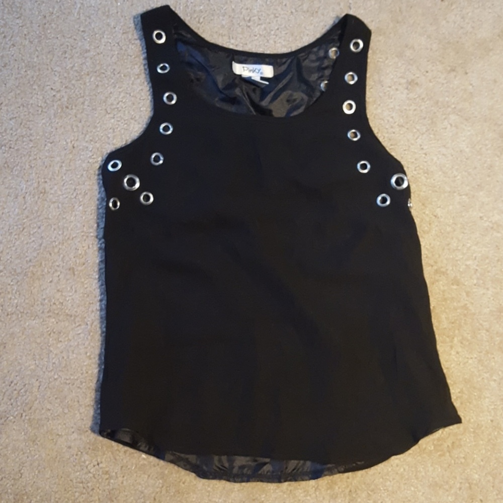 Riveted chiffon S black tank by Pinky
